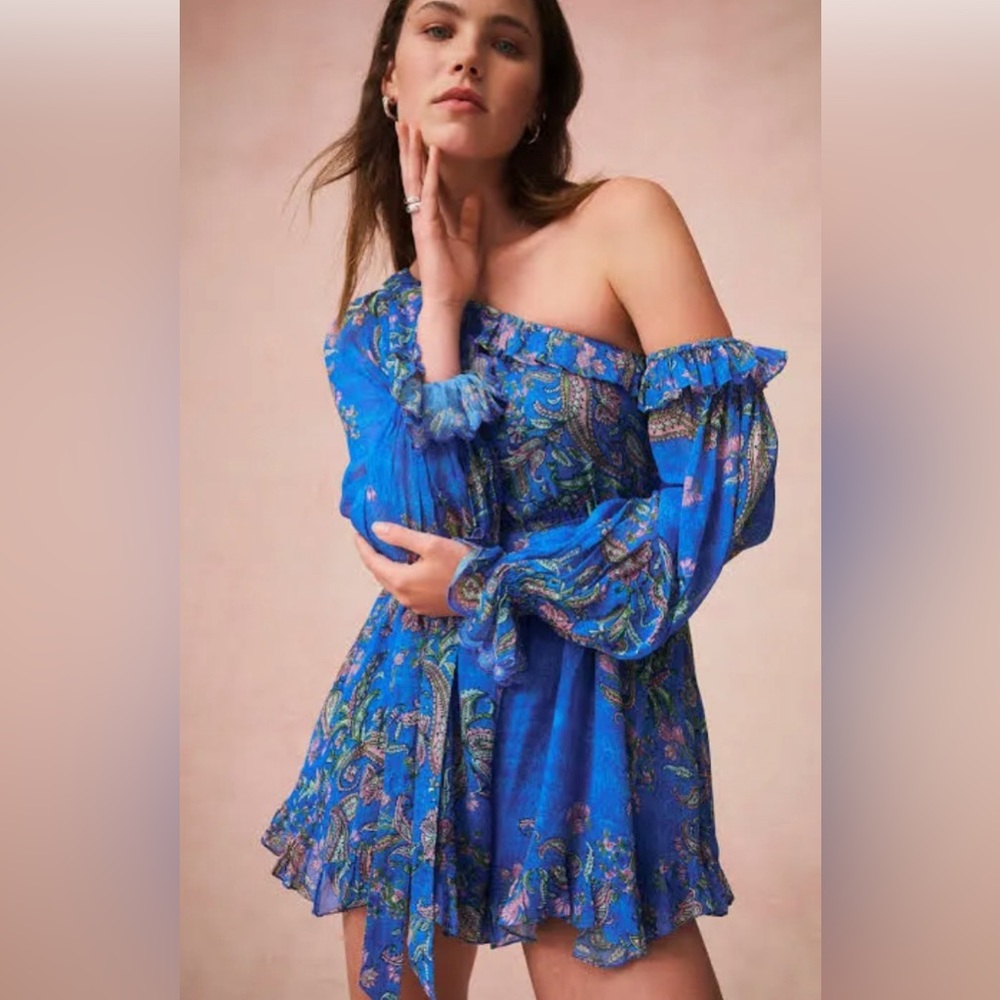 HEMANT & NANDITA Blue One Shoulder Dress